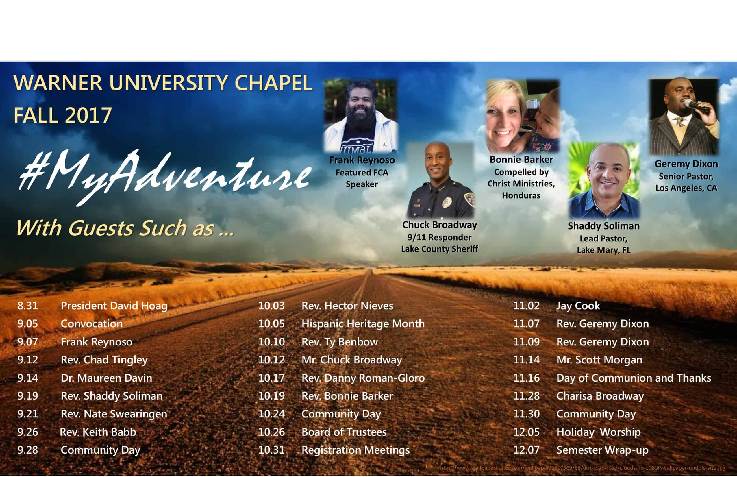 Remaining Chapel Schedule for Fall 2017